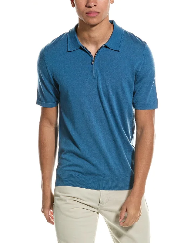 Men's ribbed t - shirts with a textured finish for added styleReiss Maxwell Merino Wool 1/2-Zip Polo Shirt