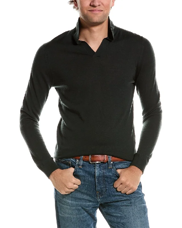 Men's mock - neck t - shirts with a modern and sleek styleReiss Milburn Merino Wool Open Collar Polo Shirt