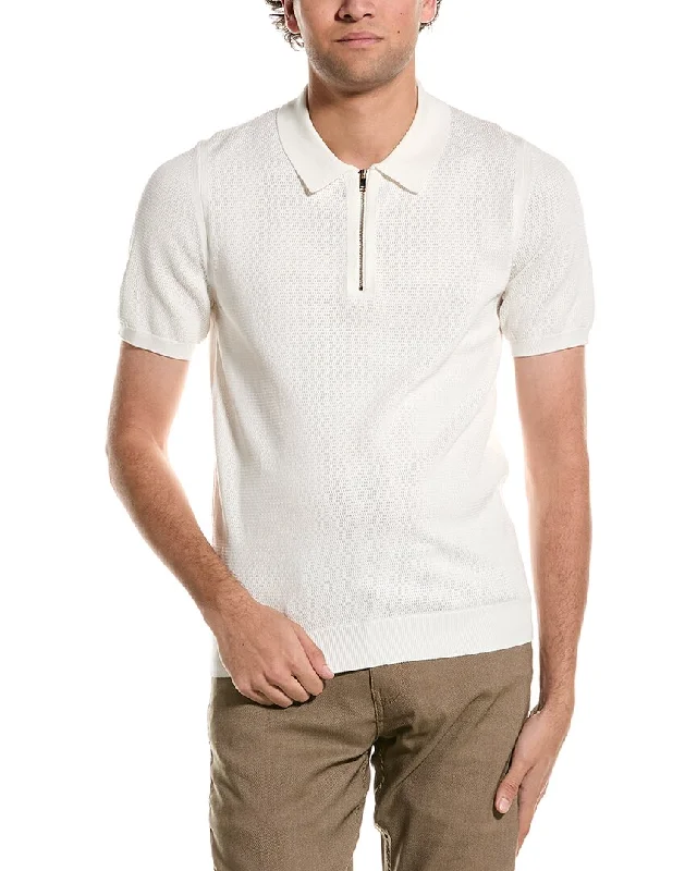 Men's distressed denim - look t - shirts with a rugged appealReiss Walton Slim Fit Textured Zip Through T-Shirt