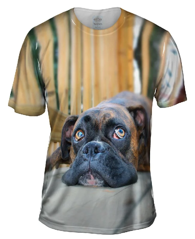 Men's button - front t - shirts with a unique artistic printResting Boxer