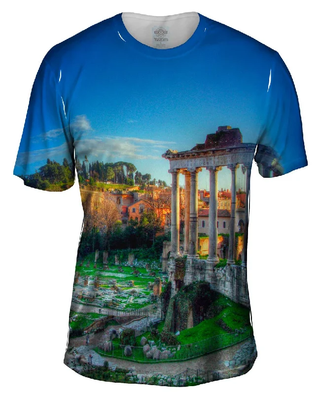 Men's short - sleeve linen t - shirts for summer beach outingsRoman Forum And Palatine Hill