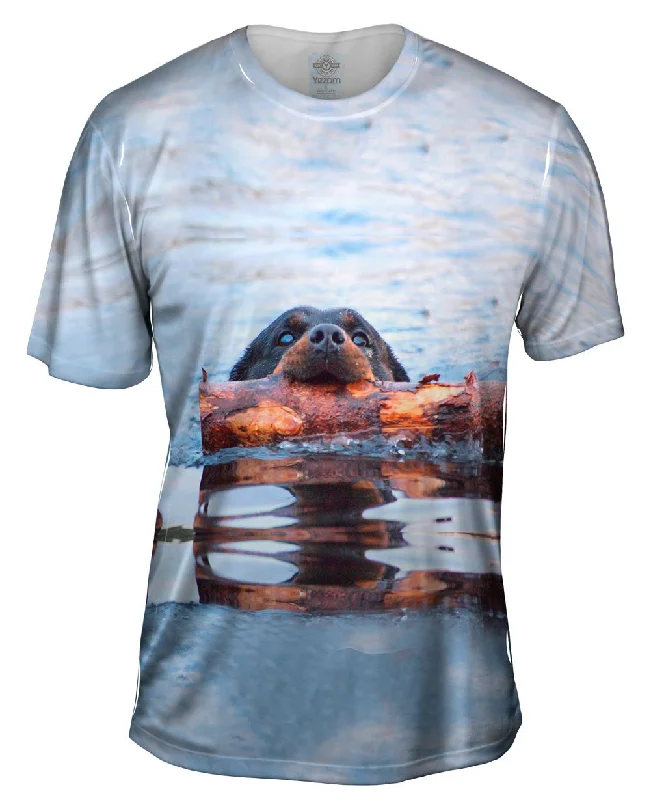 Men's slim - fit graphic t - shirts with vintage rock band printsRottweiler Plays Beaver