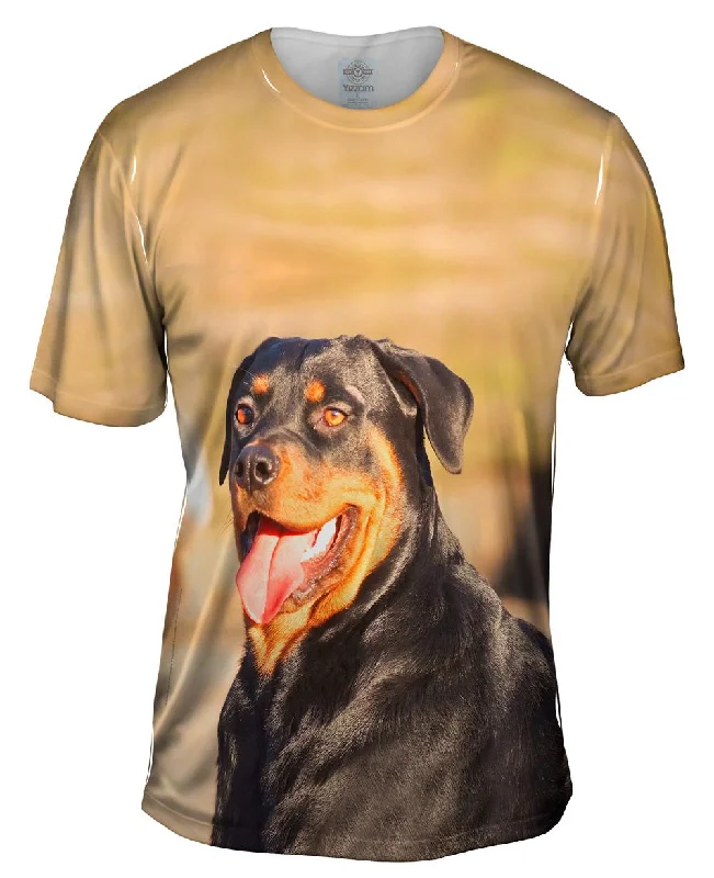 Men's organic cotton crew - neck t - shirts for everyday comfortRottweiler Smiling