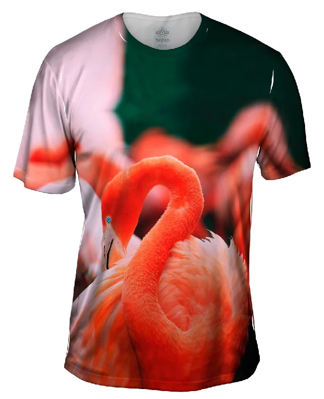 Men's eco - friendly recycled t - shirts for sustainable fashion choicesRuffled Feathers Flamingo