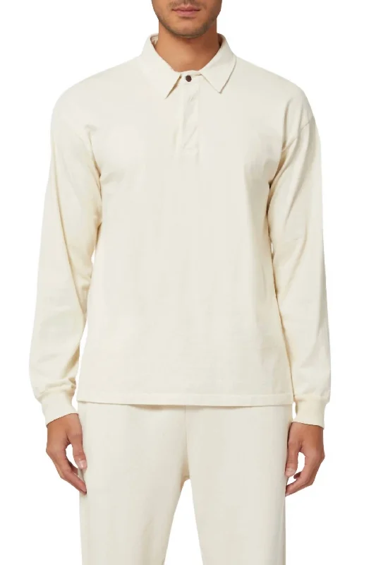 Men's moisture - wicking athletic t - shirts for intense workoutsRugby Long Sleeve Shirt In Ivory