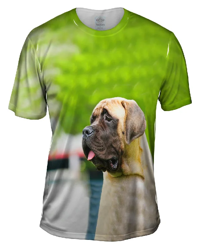 Men's printed Hawaiian t - shirts for tropical vacationsSad Face Mastiff