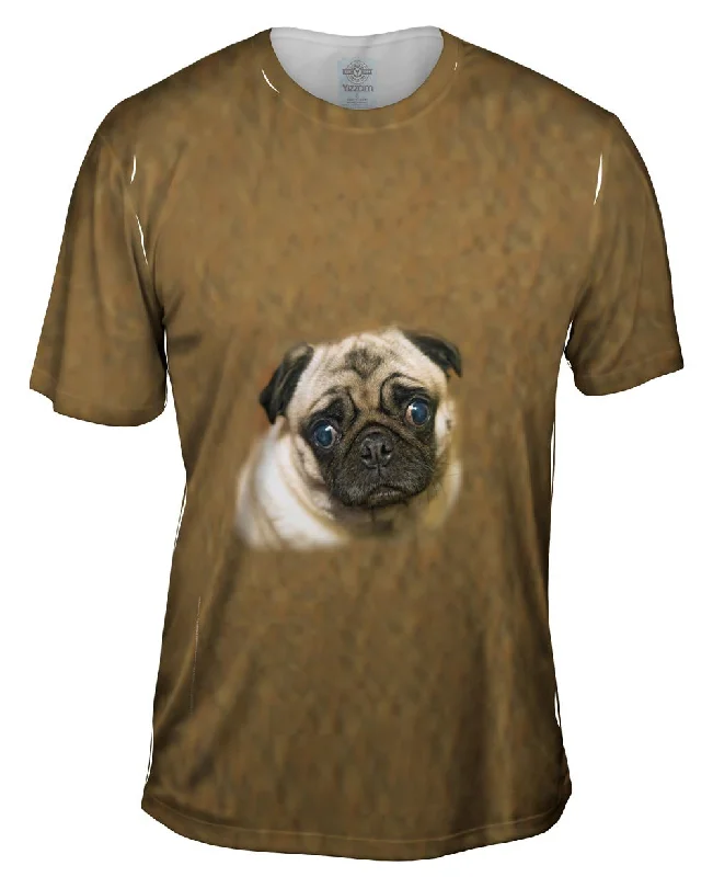 Men's mock - neck t - shirts with a modern and sleek styleSad Face Pug
