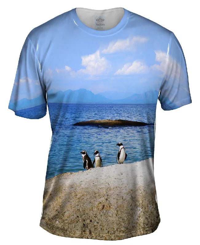 Men's mock - neck t - shirts with a modern and sleek styleSalimfadhley African Penguins