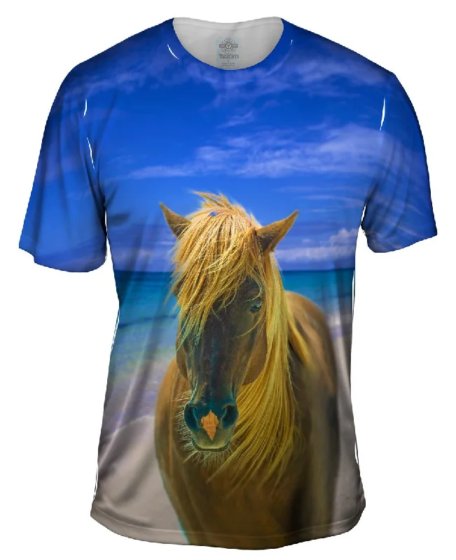 Men's antimicrobial t - shirts for odor - free freshness during travelSand Swept Beach Horse