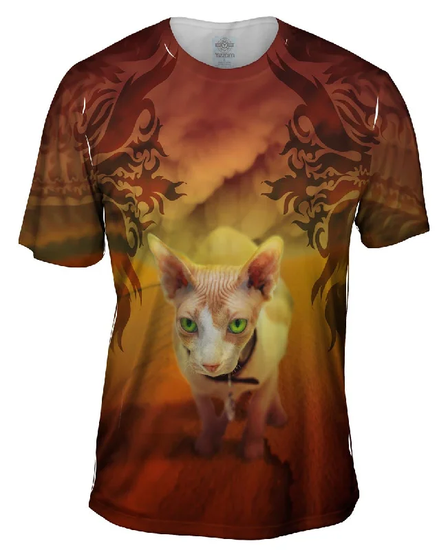 Men's distressed denim - look t - shirts with a rugged appealSandstorm Sphinx Kitten