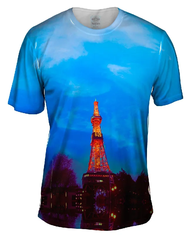 Men's button - front t - shirts with a unique artistic printSapporo Tv Tower