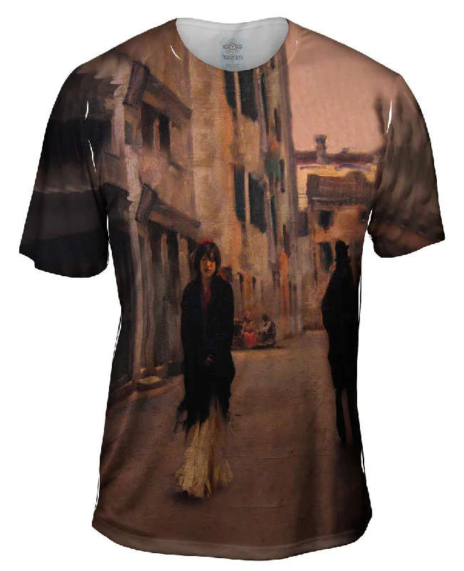 Men's organic cotton crew - neck t - shirts for everyday comfortSargent -"Street in Venice II" (1882)