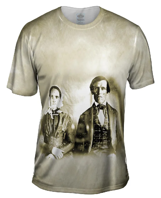 Men's smart - casual checkered t - shirts for semi - formal occasionsSeated Couple