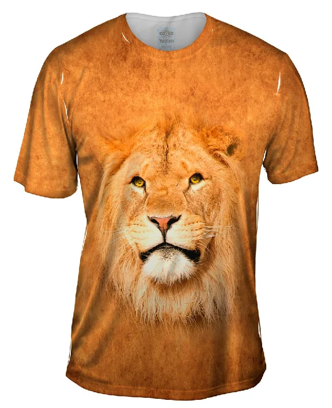 Men's long - sleeve henley t - shirts with button - down placketsSerious Lion Face