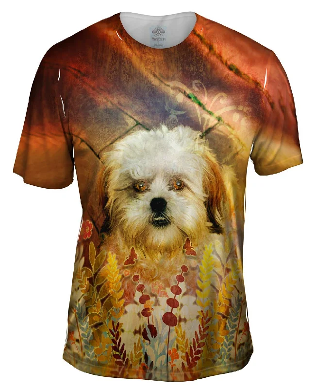 Men's eco - friendly recycled t - shirts for sustainable fashion choicesShih Tzu Floral Puppy