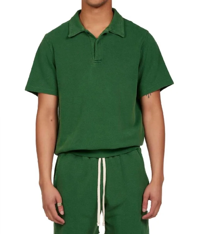 Men's eco - friendly recycled t - shirts for sustainable fashion choicesShort Sleeve Tennis Polo In Washed Verde