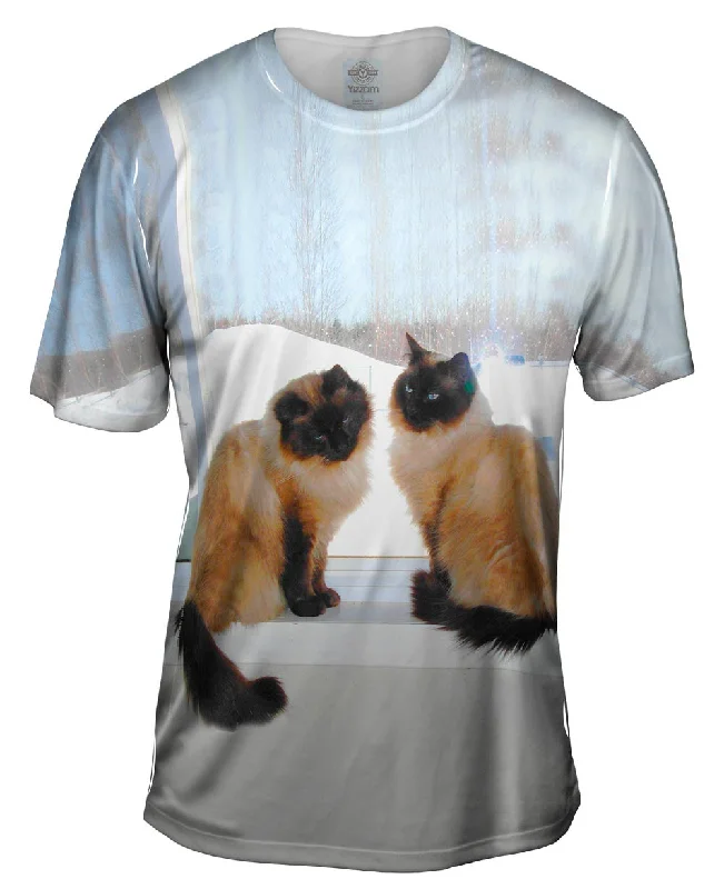 Men's distressed denim - look t - shirts with a rugged appealSiamese Cats Networking
