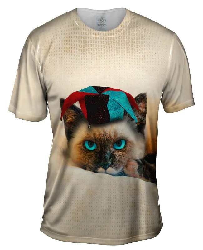 Men's mock - neck t - shirts with a modern and sleek styleSiamese Party Cat
