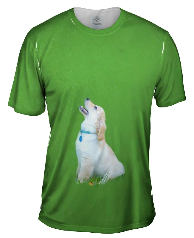 Men's moisture - wicking athletic t - shirts for intense workoutsSinging Golden Retriever