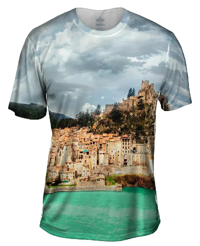 Men's tie - dye t - shirts with a bohemian styleSisteron Mountain