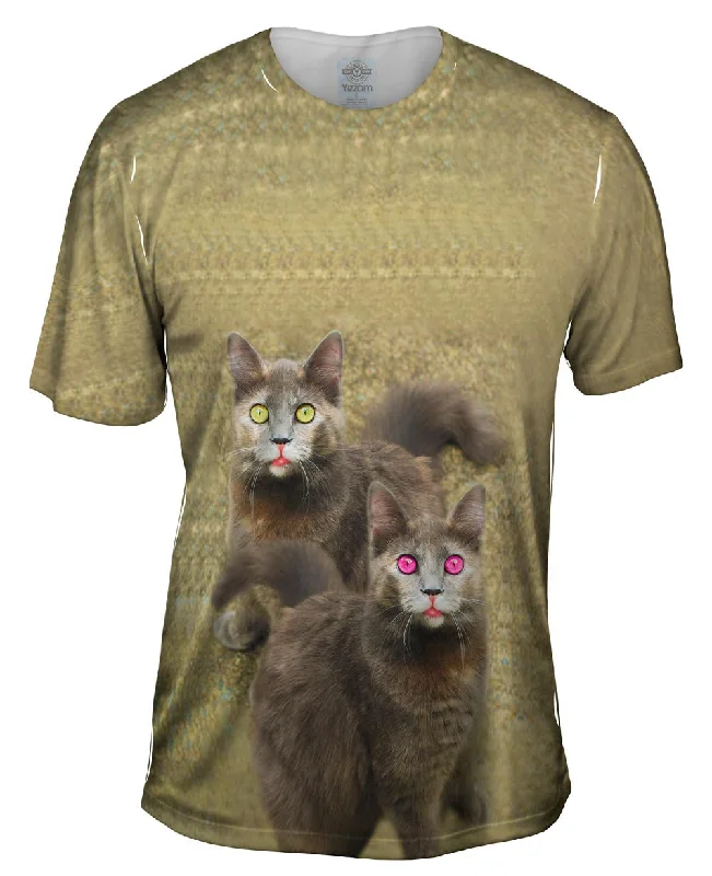 Men's thermal t - shirts with a high - neck design for cold weatherSkiddadles Brown Cats