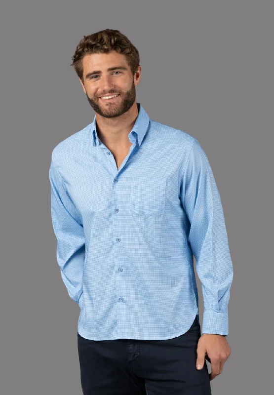Men's plus - size pocket t - shirts with a classic lookSky Blue and White Check Shirt Men's plus - size pocket t - shirts with a classic lookSky Blue and White Check Shirt