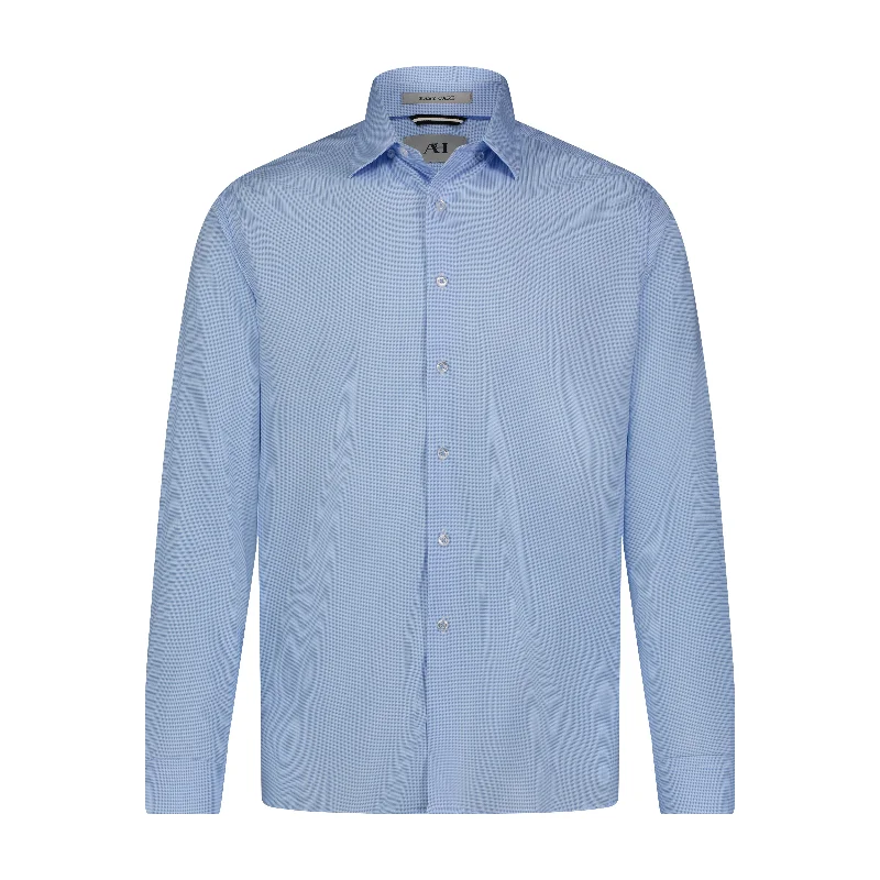 Men's lightweight performance t - shirts for running marathonsSky Blue White Mini Geo Print Hidden Button Down Long Sleeve Shirt Men's lightweight performance t - shirts for running marathonsSky Blue White Mini Geo Print Hidden Button Down Long Sleeve Shirt