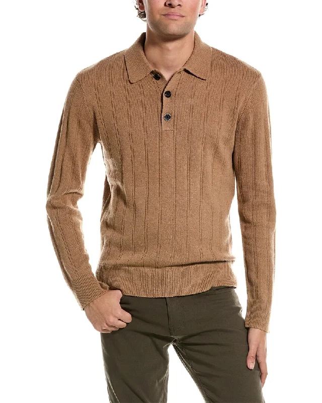 Men's polo t - shirts with a contrast collar for a preppy lookSlate & Stone Ribbed Wool-Blend Polo Sweater