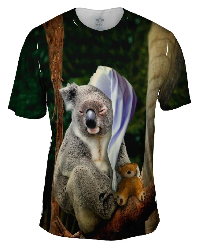Men's slim - fit graphic t - shirts with vintage rock band printsSleeping Cap Koala