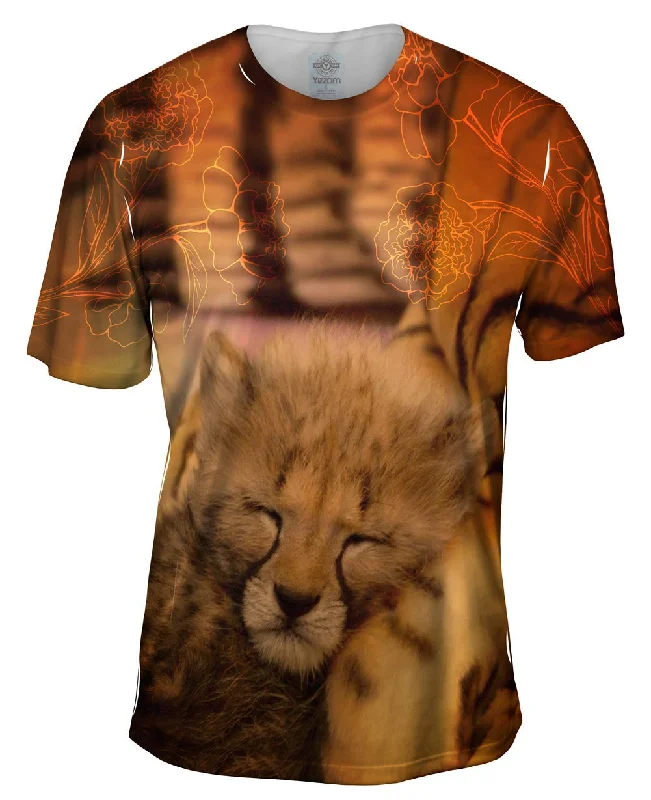 Men's polo t - shirts with a contrast collar for a preppy lookSleeping Cheetah Kitten