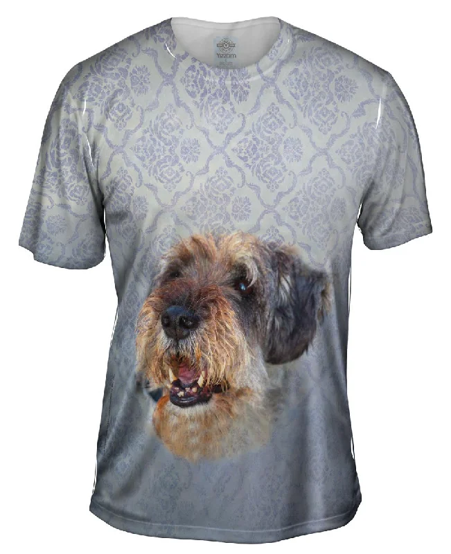 Men's eco - friendly recycled t - shirts for sustainable fashion choicesSmiling Decorator Puppy