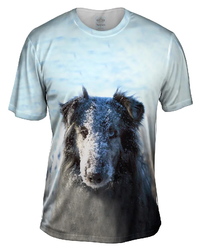 Men's slim - fit graphic t - shirts with vintage rock band printsSnow Face Sheltie