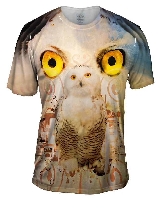 Men's tie - dye t - shirts with a bohemian styleSnow Nebula Owl