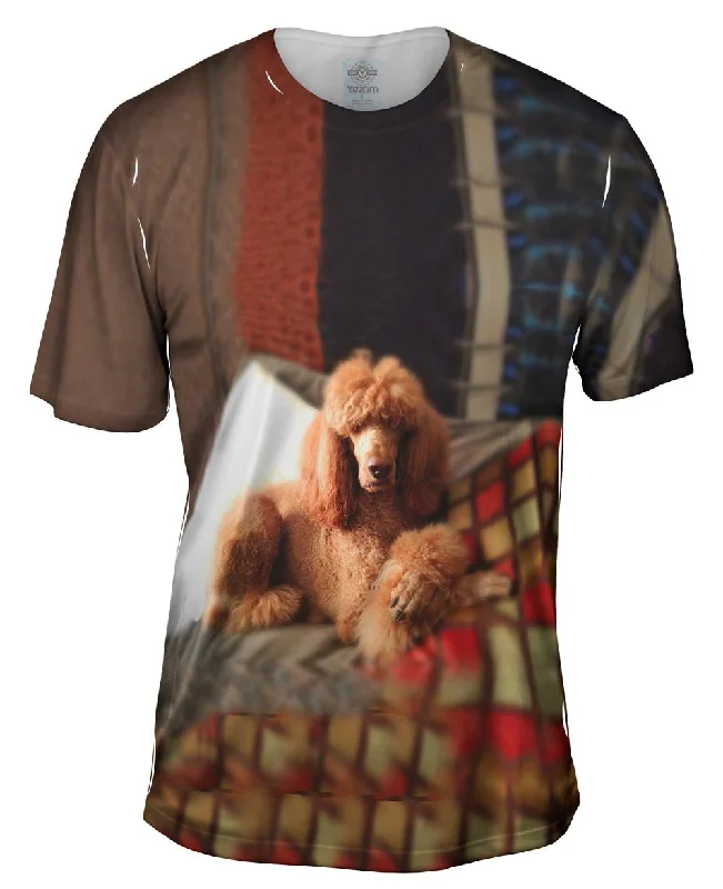 Men's short - sleeve linen t - shirts for summer beach outingsSophisticated Poodle