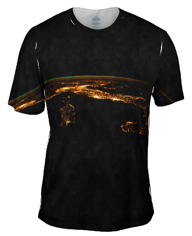 Men's printed Hawaiian t - shirts for tropical vacationsSpace Nighttime Italy
