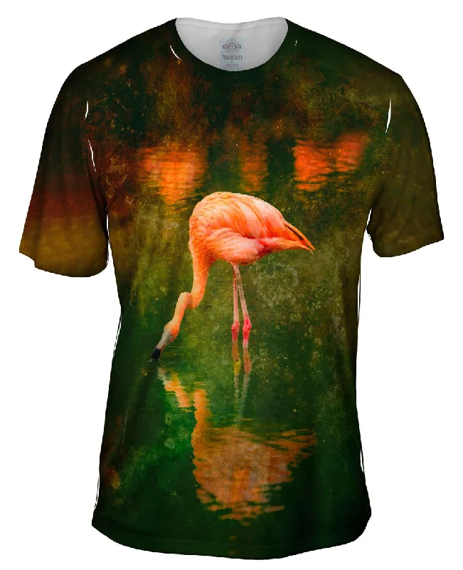 Men's polo t - shirts with a contrast collar for a preppy lookStain Lake Flamingo