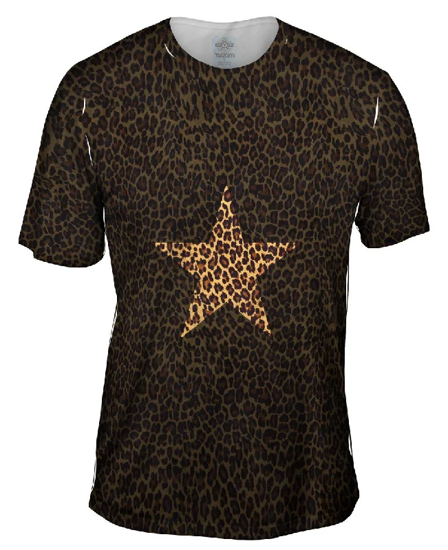 Men's ribbed t - shirts with a textured finish for added styleStar Cheetah Animal Skin