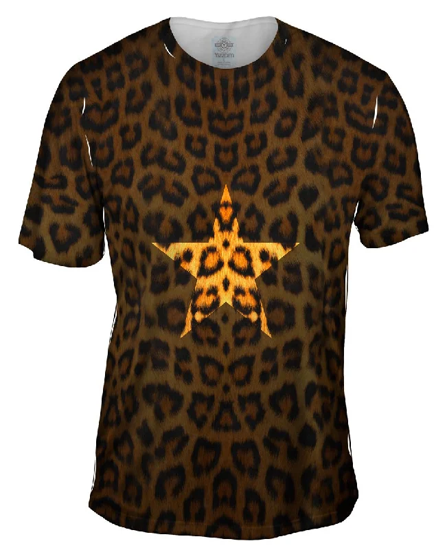 Men's v - neck muscle t - shirts for a body - building aestheticStar Leopard Animal Skin