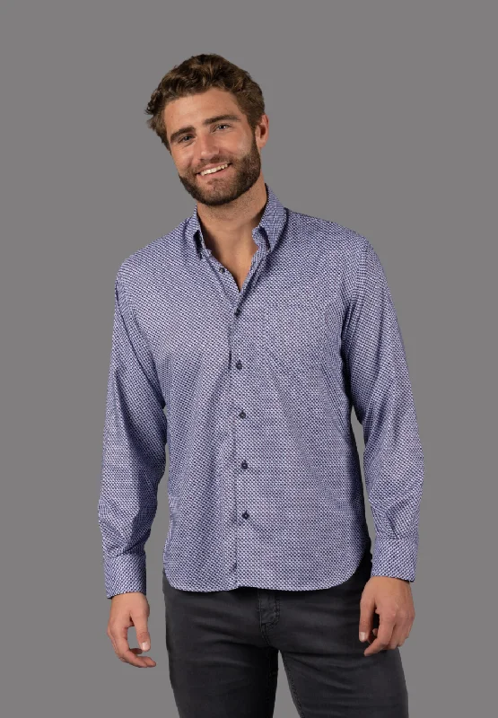 Men's moisture - wicking athletic t - shirts for intense workoutsSteel Blue with Purple Check Shirt Men's moisture - wicking athletic t - shirts for intense workoutsSteel Blue with Purple Check Shirt