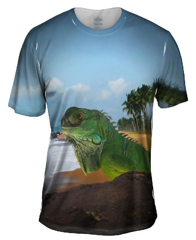 Men's plus - size pocket t - shirts with a classic lookSun Bath Iguana