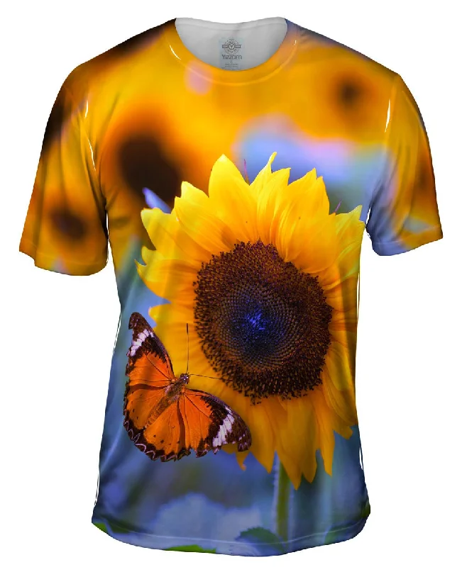 Men's antimicrobial t - shirts for odor - free freshness during travelSunflower Butterfly