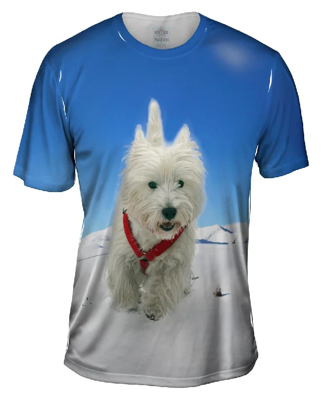 Men's short - sleeve linen t - shirts for summer beach outingsSuper Giant White Terrier
