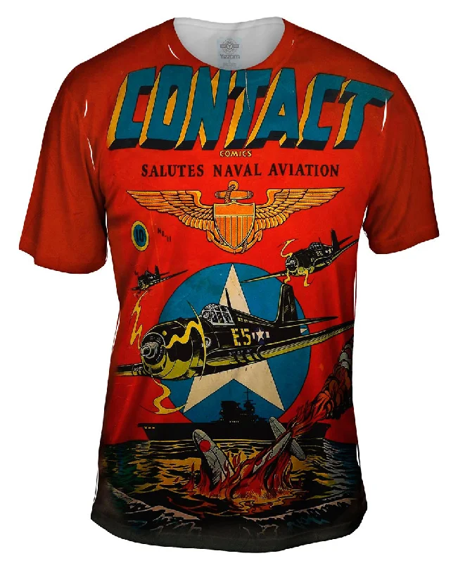 Men's button - front t - shirts with a unique artistic printSuper Navy Comic Retro