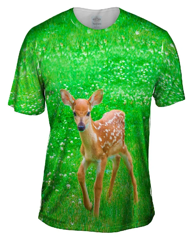 Men's eco - friendly recycled t - shirts for sustainable fashion choicesSure Footed Young Deer