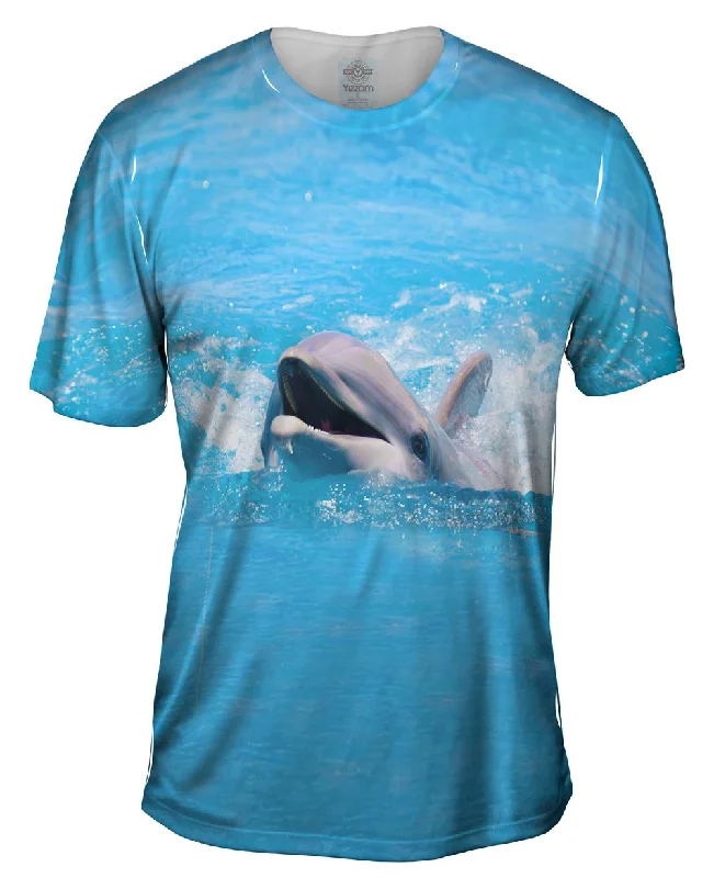 Men's tie - dye t - shirts with a bohemian styleSwimming Dolphin