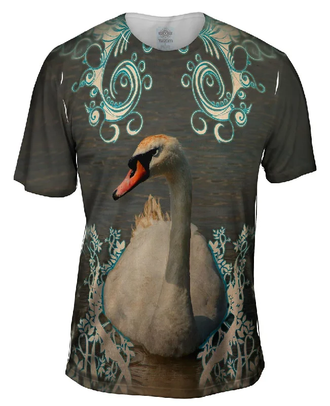Men's ribbed t - shirts with a textured finish for added styleSwirl Swan