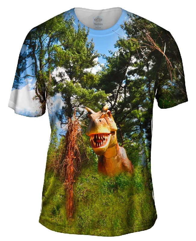 Men's polo t - shirts with a contrast collar for a preppy lookT Rex Dinosaur Surprise
