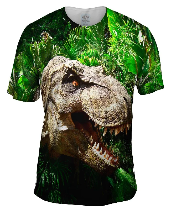 Men's thermal t - shirts with a high - neck design for cold weatherT Rex Within Leaves Face