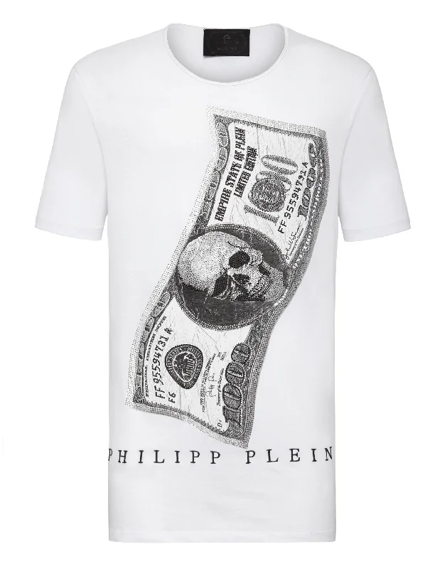Men's tie - dye t - shirts with a bohemian styleT-shirt Black Cut Round Neck Dollar