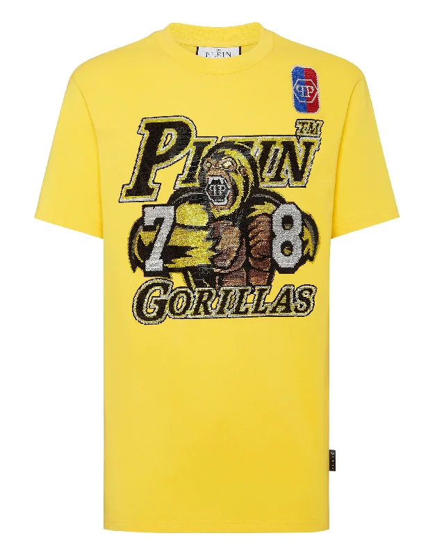 Men's thermal t - shirts with a high - neck design for cold weatherT-shirt Round Neck SS Basketball with Crystals